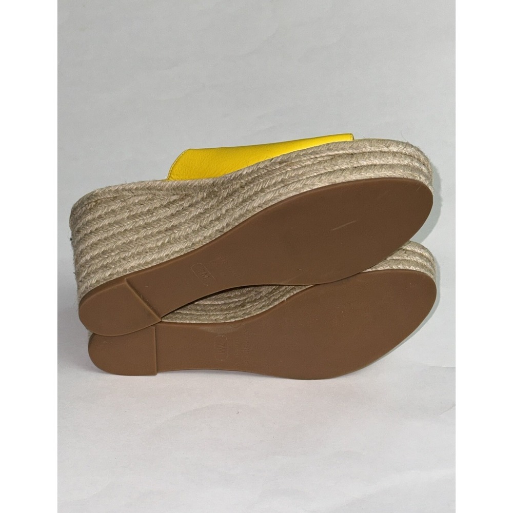 Kate Spade Women's Wedge Size 7 Mule Sandal Yellow Tenley Leather Espadrille - Picture 8 of 9